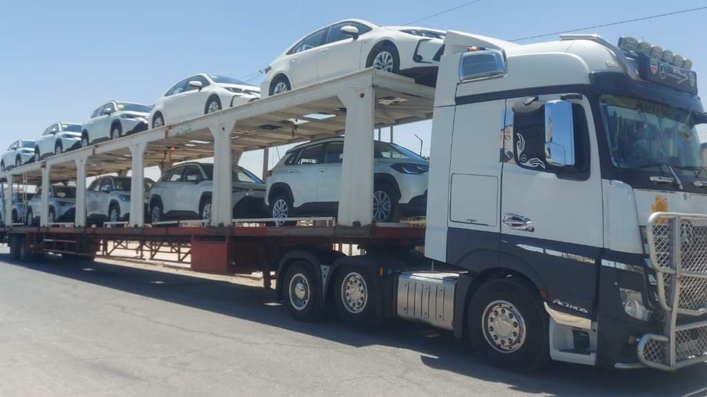 Car carrier loaded with new vehicles